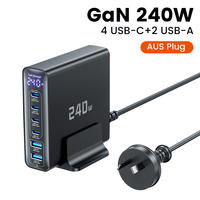toocki 240W GaN USB C Charger 6 Ports Adapter is suitable for iPhone laptops, Hong Kong and Macao versions, UK and Korean versions, EU and European standard desktop chargers thumbnail 4