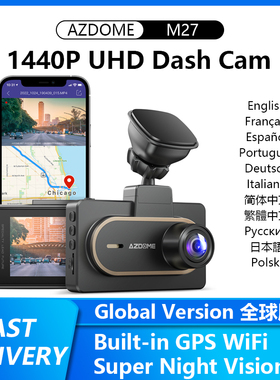 AZDOME DashCam HD1440P WiFi GPS Night Vision Parking Monitor