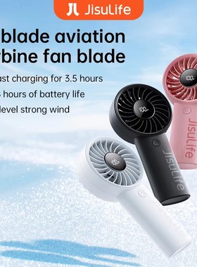 JISULIFE Handheld Fan 5 Levels of Strong Wind Safety Lock