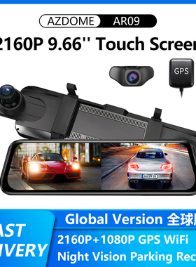 AZDOME 4K Car Mirror Recorder Touch RearView Dash Cam WiFi