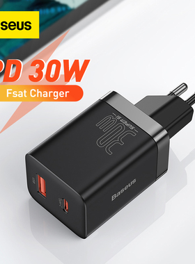 Baseus PD Charger 30W USB Type C Quick Charger适用于苹果14Pro充电器头双口插头快充头ipad数据线闪充