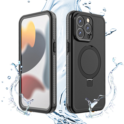 防摔三防手机壳适用于iPhone15ProMax金属支架简约全密封防水防尘保护壳苹果15P可磁吸充电Waterproof Case