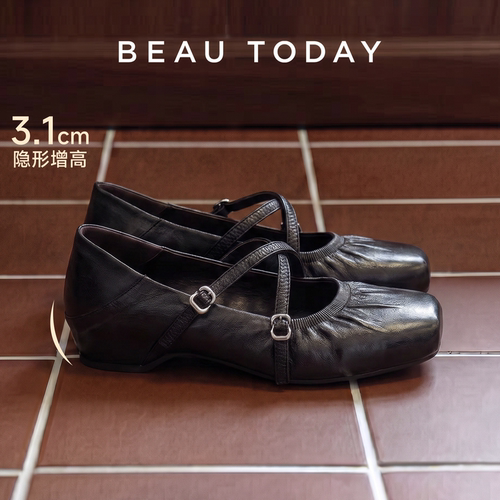 BEAUTODAY法式芭蕾真皮玛丽珍鞋