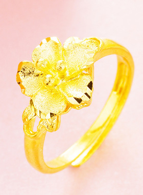 越南沙金正品花朵戒指镀沙金女款活口女士食指调节开口时尚饰品