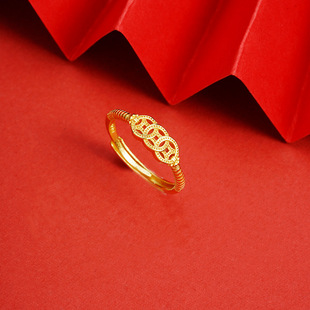 爆款 三帝金币戒铜钱聚财守财甜美转运轻奢高级戒指久不掉色送女友