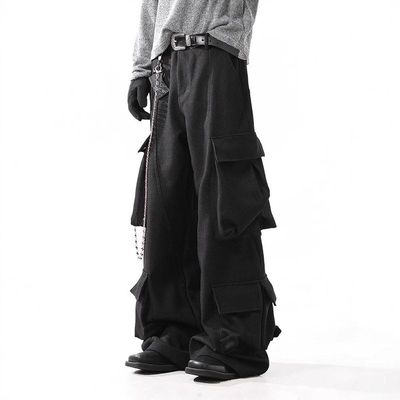 BLANKIN 肌理感结构廓形多口袋工装裤男美式潮牌Cleanfit阔腿裤子