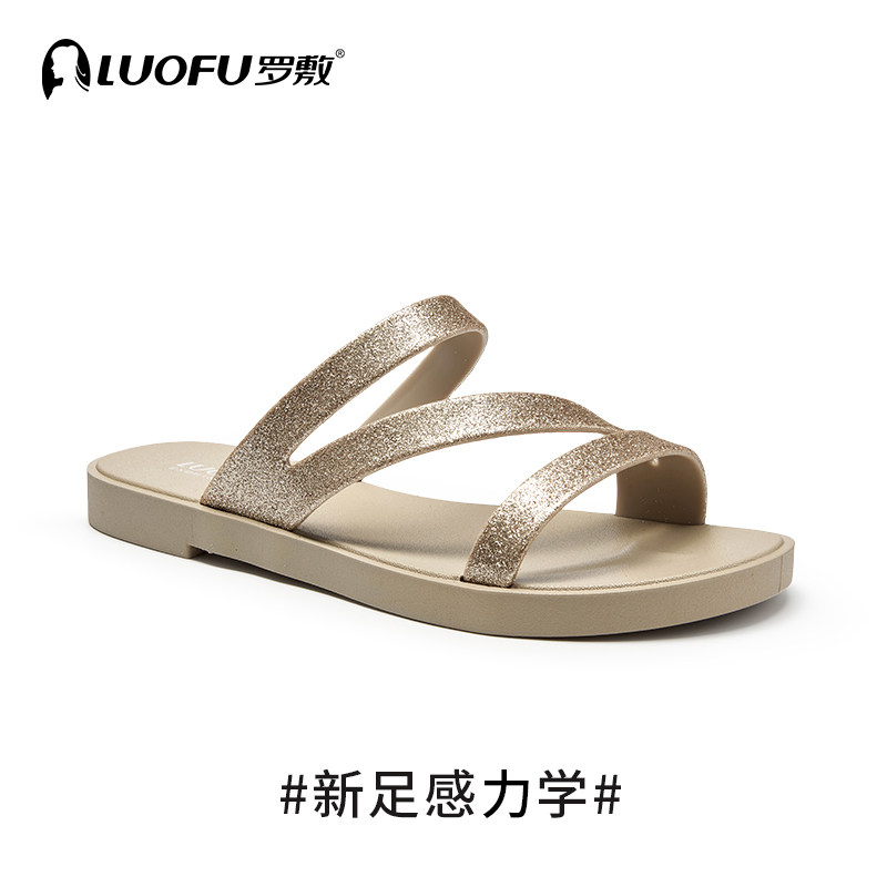 罗敷正品女士外穿拖鞋沙滩凉鞋