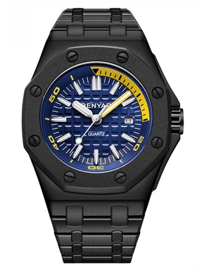 BENYAR宾雅男士休闲钢带手表精准走时石英防水日历简约表男款5123