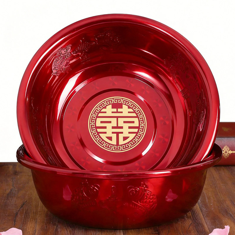 敬茶托盘不锈钢圆形喜庆果盘