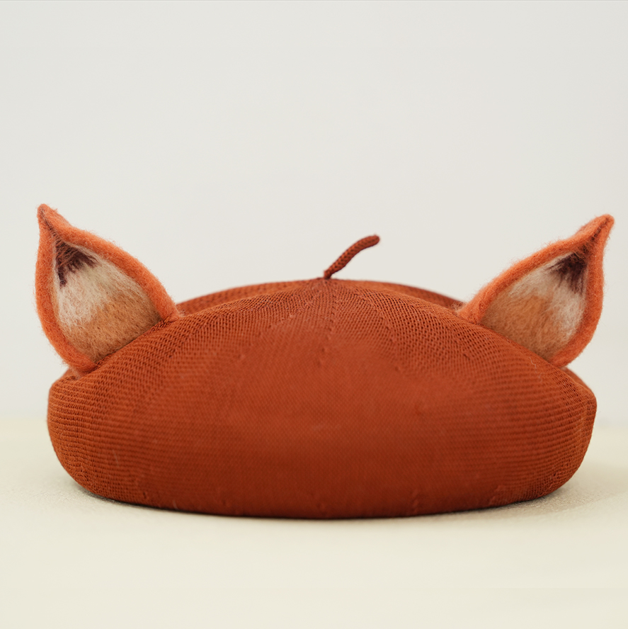 贝雷帽出游可爱春夏狐狸耳朵手作