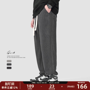 束脚抽绳休闲裤 GWIT 潮牌加绒加厚运动卫裤 冬季 男 420g重磅奥利绒