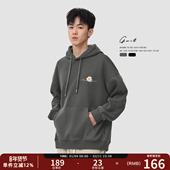 冬季 加绒保暖潮牌 雏菊 GWIT 印花套头打底帽衫 加厚连帽卫衣男