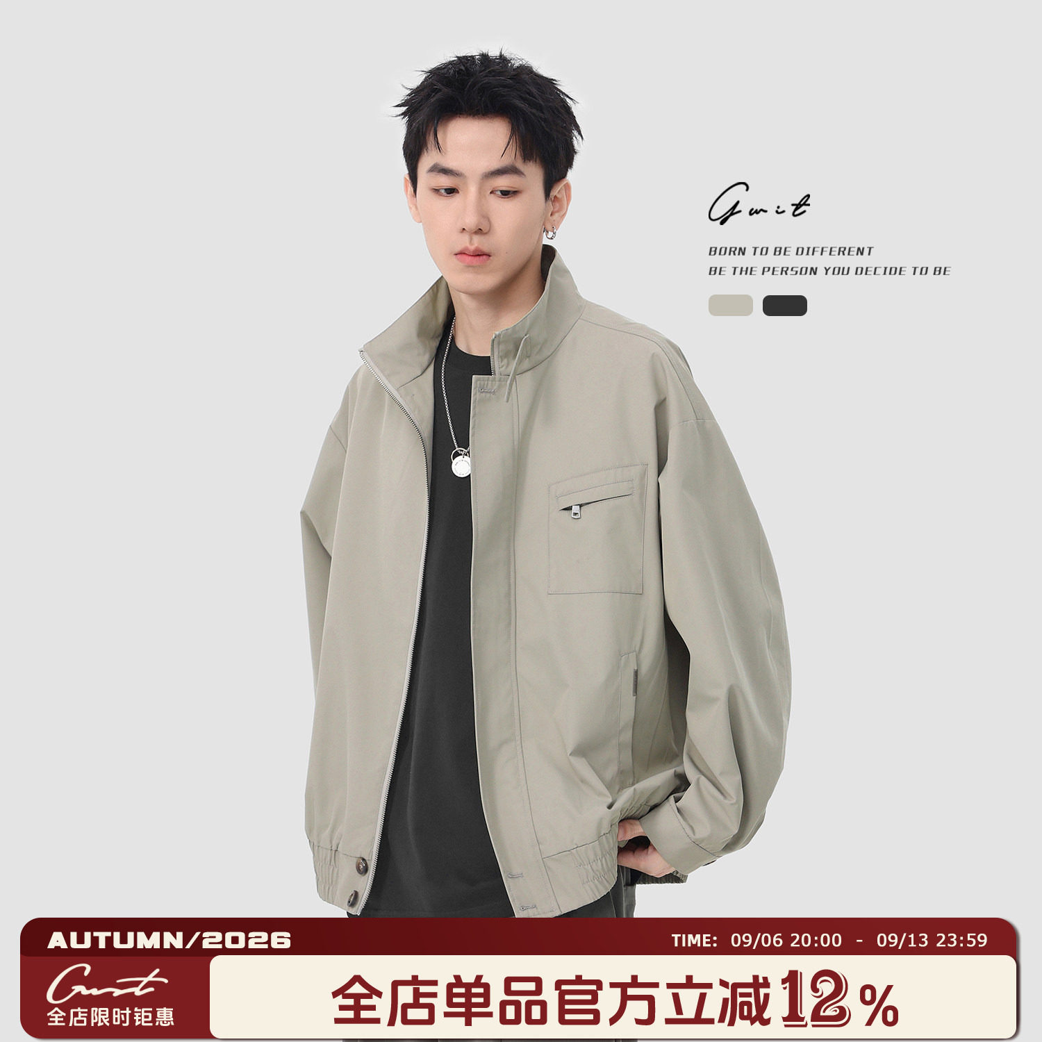 GWIT 美式复古cleanfit春秋棒球服短款休闲夹克上衣工装外套男士图片