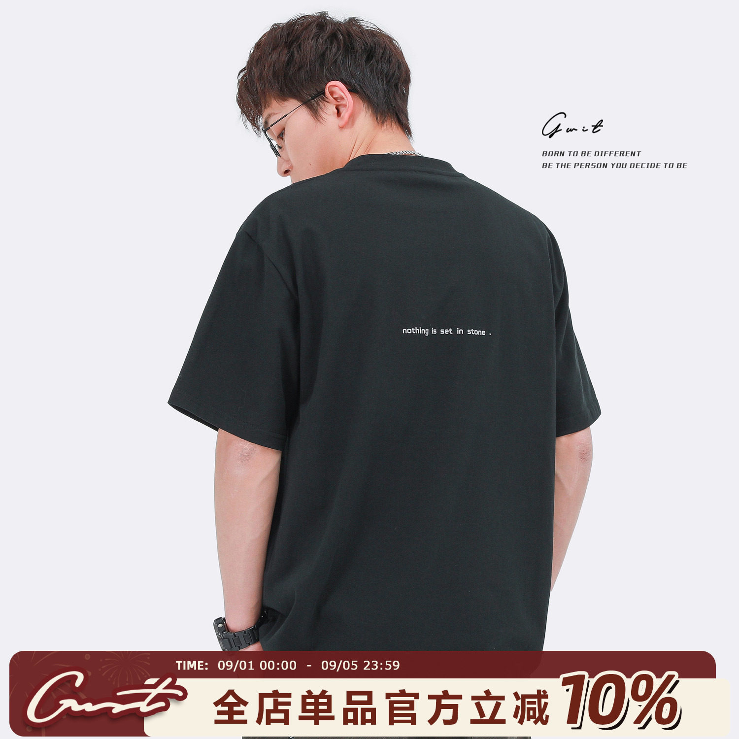 GWIT夏季海岛棉印花短袖T恤男图片