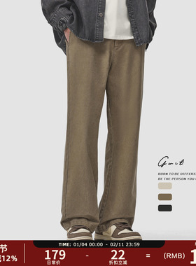 GWIT 美式重磅cargo经典款休闲裤春秋高街裤重工水洗做旧工装裤男