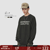 GWIT T恤男 圆领长袖 美式 复古重磅纯棉春秋内搭上衣体恤潮牌打底衫