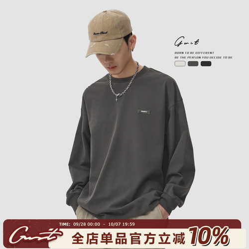GWIT重磅打底衫纯棉纯色长袖T恤
