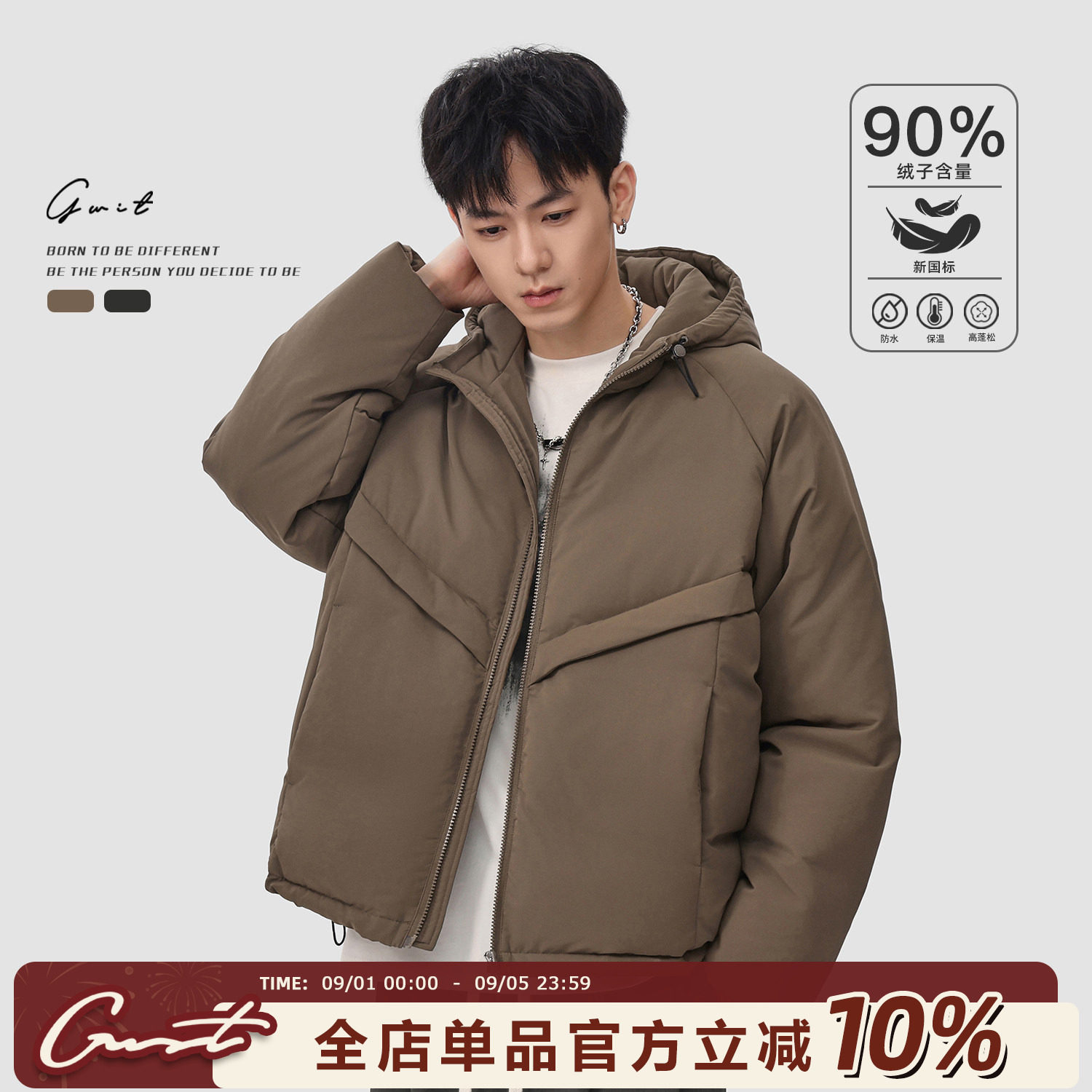 GWIT重磅冬季保暖工装连帽羽绒服图片