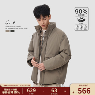 夹克加厚短款 GWIT 休闲潮牌工装 保暖外套美式 羽绒服男 90绒冬季