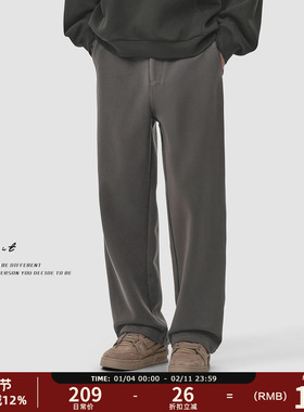 GWIT 美拉德三色经典款冬季重磅加厚毛呢小西裤休闲裤男士呢子裤