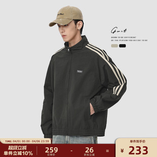 GWIT 潮牌复古撞色棒球服春秋户外上衣运动休闲夹克外套男 美式