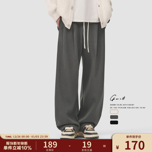 加厚弯刀裤 GWIT 垂感休闲裤 重磅加绒cleanfit阔腿运动卫裤 男 冬季