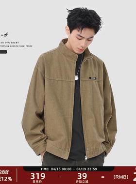 GWIT 美式复古重磅水洗做旧cargo春秋休闲潮牌夹克上衣工装外套男