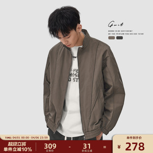 GWIT 夹克春秋上衣外套男款 美式 硬汉风cleanfit 嵌条解构硬壳短款