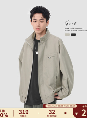 GWIT 美式复古cleanfit春秋棒球服短款休闲夹克上衣工装外套男士