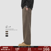 GWIT 男 潮牌直筒保暖阔腿垂感加绒加厚休闲裤 冬季 重磅奥粒绒美式