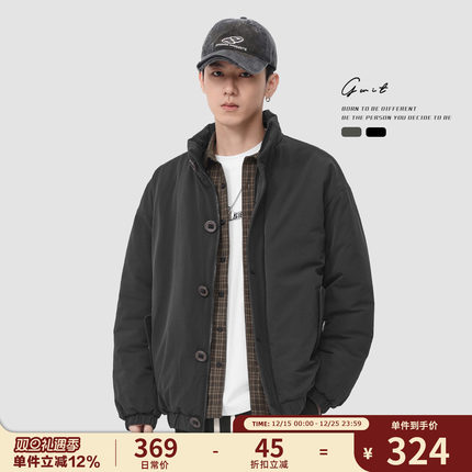 GWIT 美式复古棉衣冬季加厚保暖夹克潮牌cleanfit工装外套棉服男