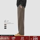 潮牌直筒保暖阔腿垂感加绒加厚休闲裤 重磅奥粒绒美式 男 冬季 GWIT