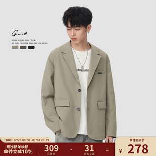 GWIT 外套休闲小西服男 高级感复古廓形垂感抗皱痞帅上衣春秋西装