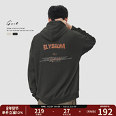 休闲高街复古春秋上衣运动潮牌印花套头帽衫 GWIT 美式 连帽卫衣男