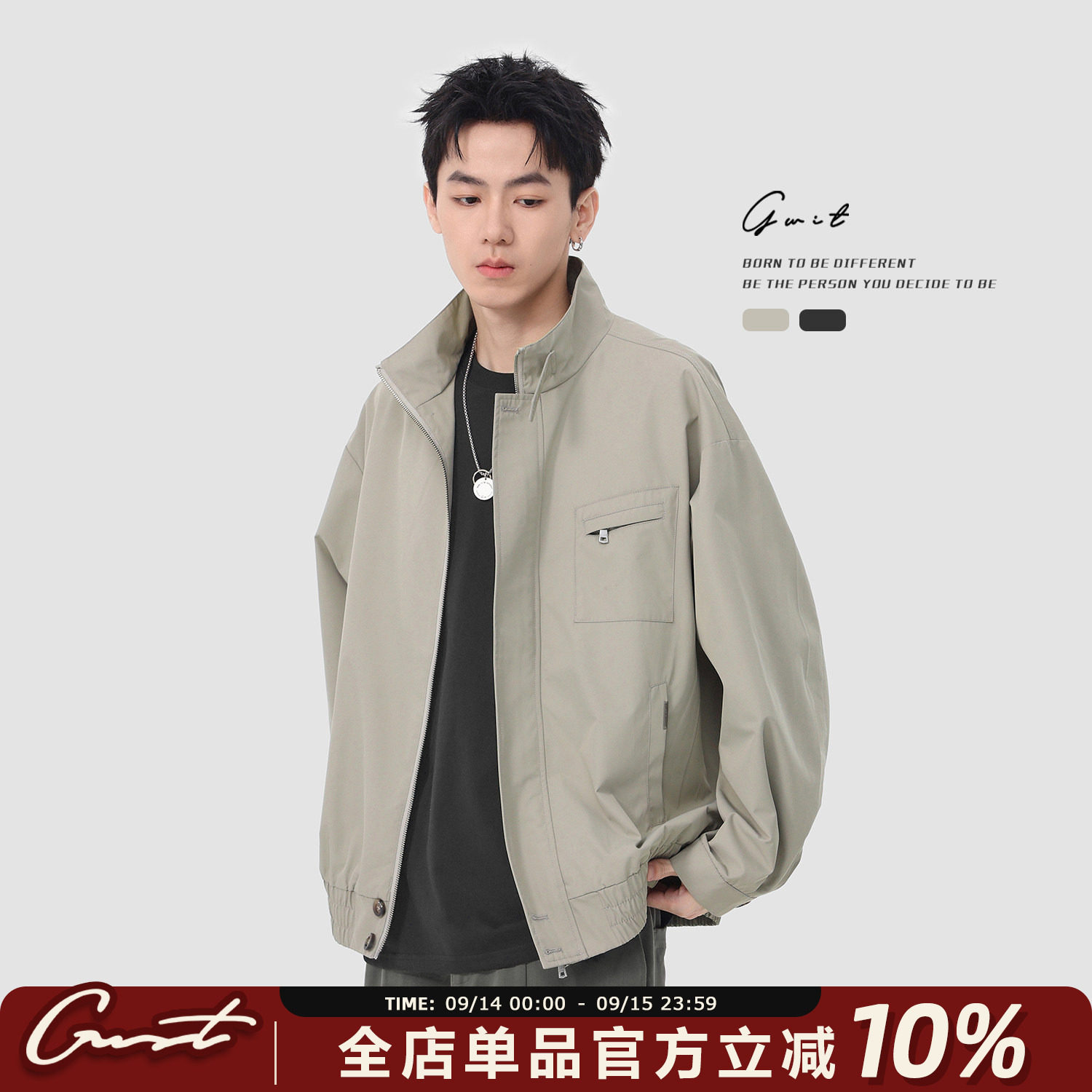 GWIT 美式复古cleanfit春秋棒球服短款休闲夹克上衣工装外套男士图片
