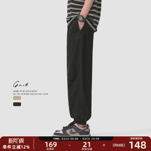 复古水洗做旧垂感透气束脚工装 轻薄美式 裤 薄款 男 GWIT 休闲裤 夏季