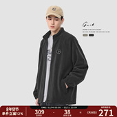 高街重磅摇粒绒秋冬保暖抓绒开衫 GWIT 美式 上衣潮牌夹克外套男