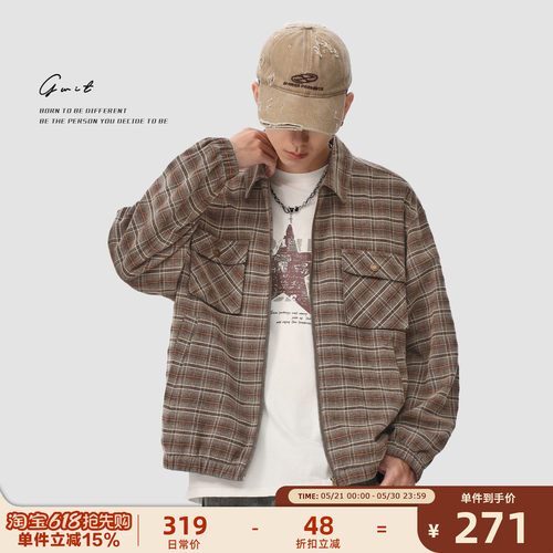 GWIT美式经典轻熟老钱风格子外套