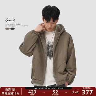 GWIT 保暖棉服座山雕加厚连帽外套男 美拉德Vintage加绒夹克冬季