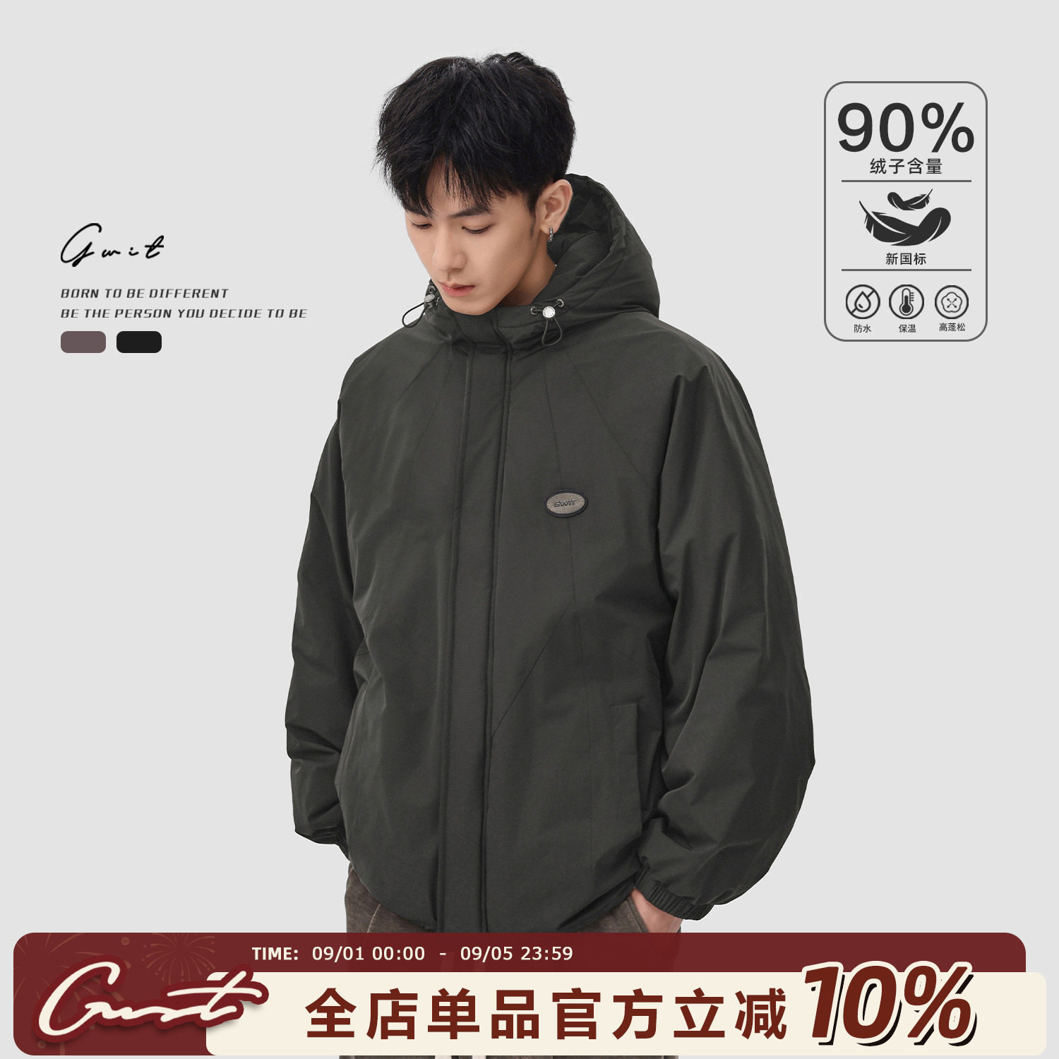 户外三防分割结构加厚连帽羽绒服图片