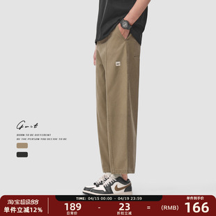 GWIT 重工水洗做旧夏季工装裤男休闲九分裤Vintage美式复古Cargo