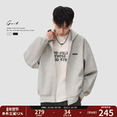 GWIT 廓形高级感 卫衣男短款 设计师款 松弛感上衣外套春秋连帽开衫
