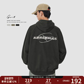 休闲高街复古春秋上衣运动潮牌情侣套头帽衫 GWIT 美式 连帽卫衣男