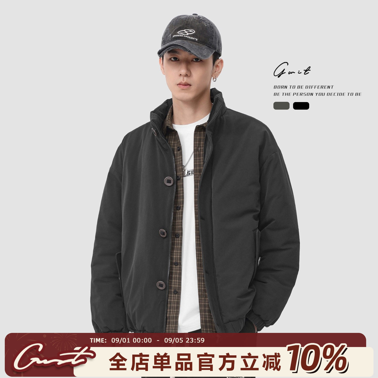 GWIT 美式复古棉衣冬季加厚保暖夹克潮牌cleanfit工装外套棉服男图片