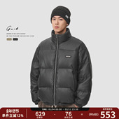 GWIT 面包服加厚羽绒服男 重磅保暖pu皮外套短款 90绒美式 复古冬季