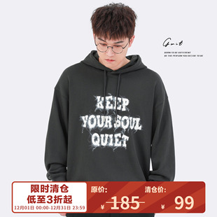 街头潮流上衣潮牌帽衫 GWIT 美式 春秋新款 连帽卫衣男 360g天山棉