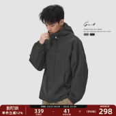 GWIT 休闲上衣外套男 软壳户外三防复古嵌条撞色运动夹克春秋短款