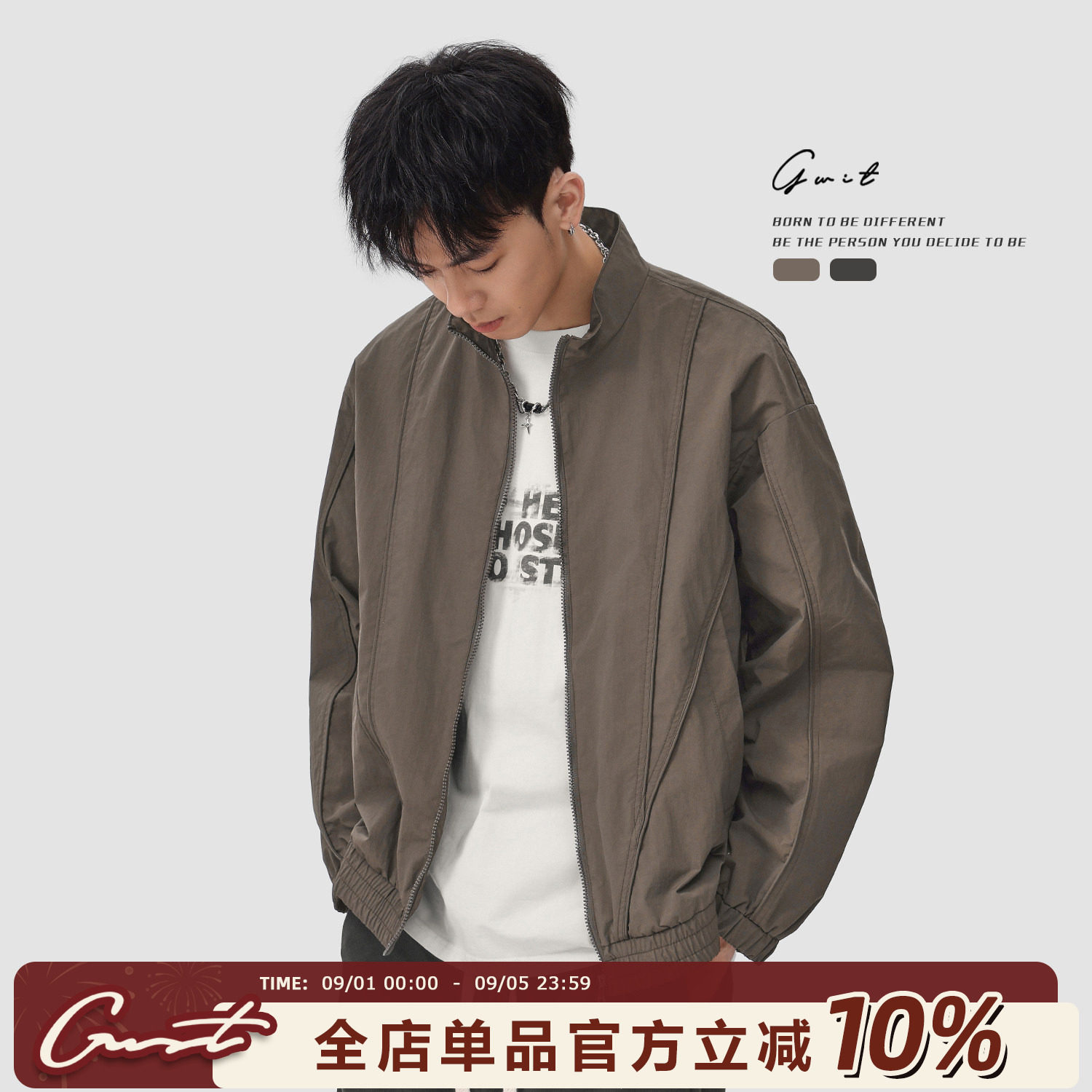 GWIT春秋嵌条硬壳短款夹克图片