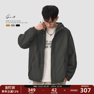 廓形设计师版 GWIT 硬壳户外三防运动夹克连帽上衣男登山外套短款