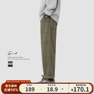 褲 GWIT 美式 復古重磅水洗做舊Vintage春秋潮牌口袋休閑直筒工裝 男